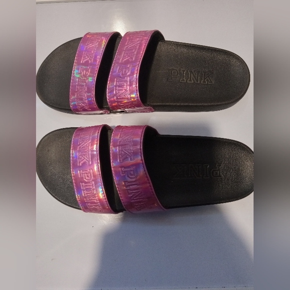 Victoria's Secret Pink Holographic Slippers - Picture 3 of 5